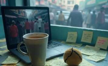 Top Stress-Relief Techniques for Men in High-Stress Jobs Chaotic desk with chai, stress ball, sticky notes.