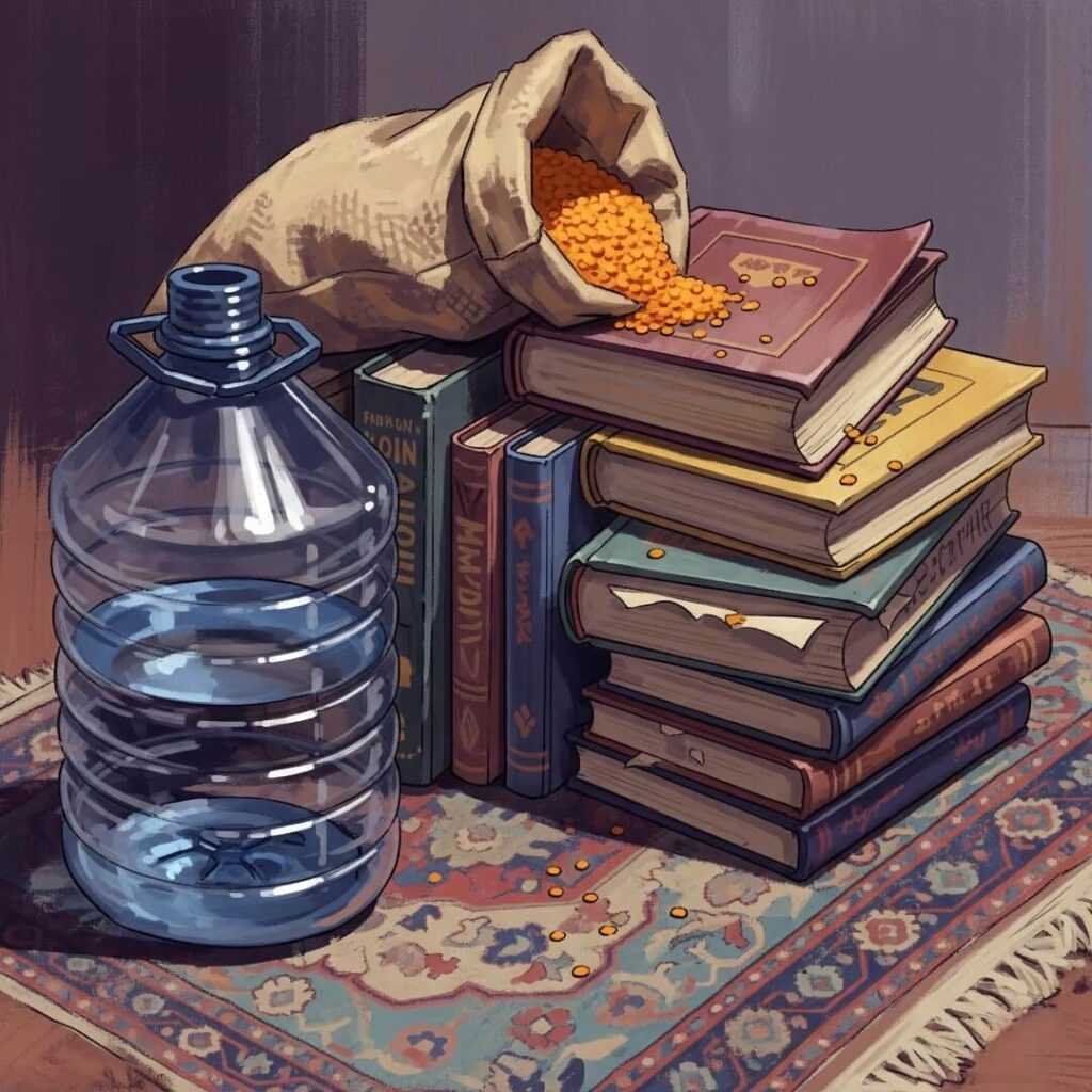 Man struggling with a plank, ceiling fan overhead.

