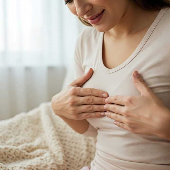 Breast self-exam hands Breast self-exam hands