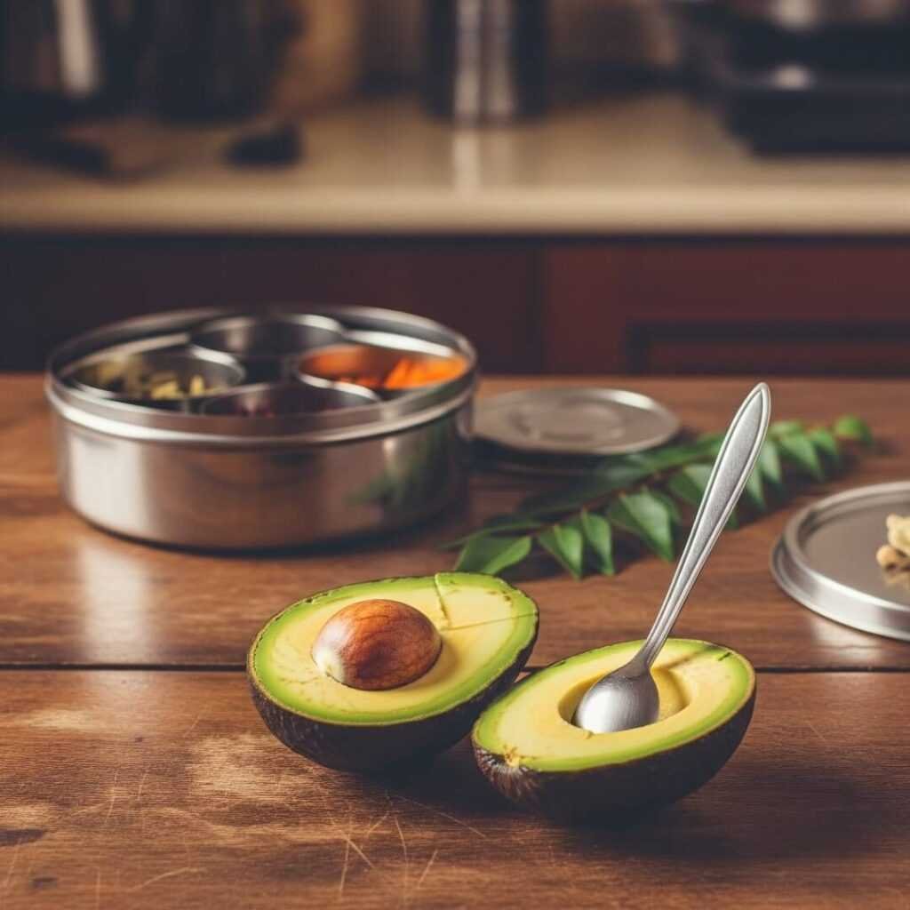 Avocado, spoon, Indian kitchen.