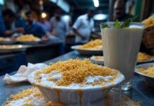 Gut Health 101: Why It Matters More Than You Think Messy chaat, lassi, crumpled napkin at Mumbai stall.