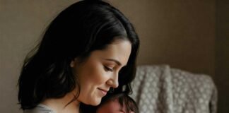 New Mother Gently Cradling Her Newborn