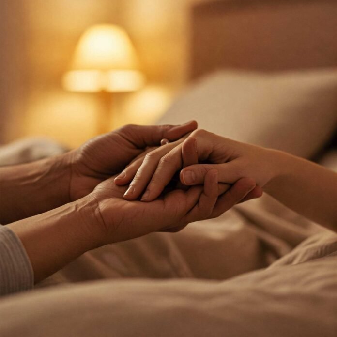 Supportive hands in soft light. Supportive hands in soft light.