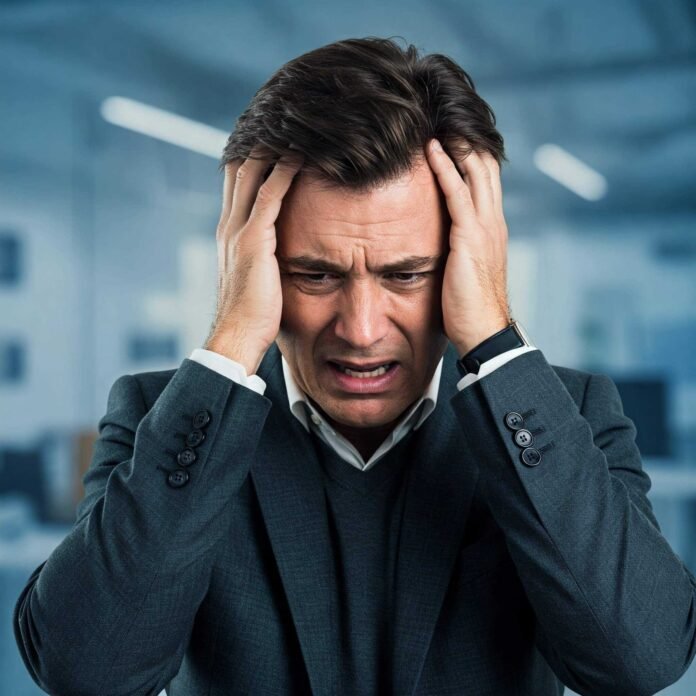 Stressed Person Hands Head Stressed Person Hands Head