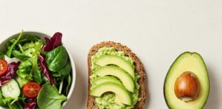 Flat lay of healthy and delicious food items