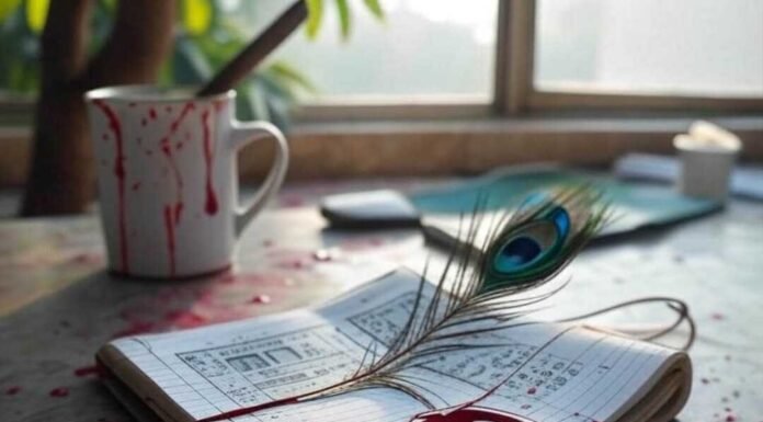 7 Ways to Lower Blood Pressure Without Medication Spilled hibiscus tea, notebook, peacock feather, yoga mat.